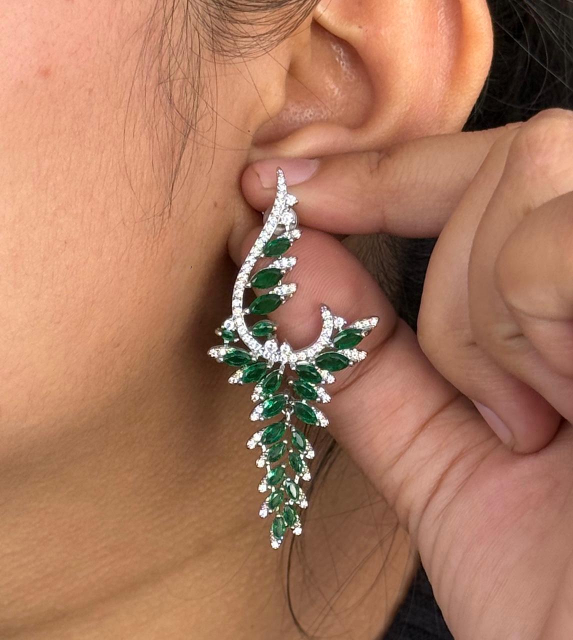 CZ With Stones Hanging Earrng