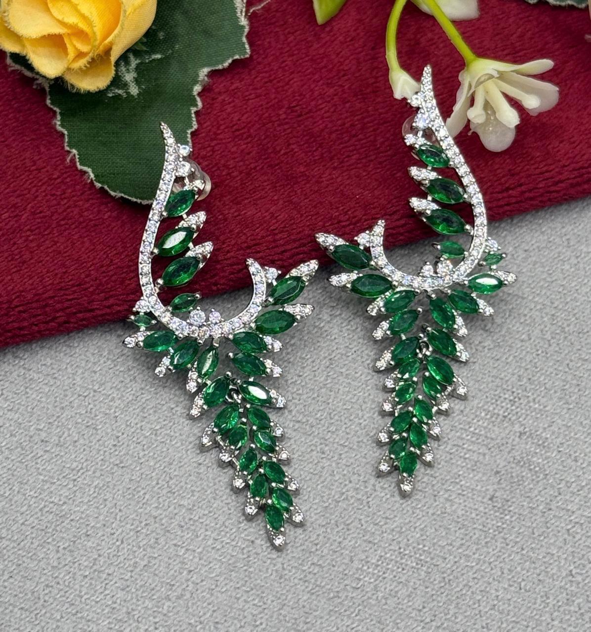 CZ With Stones Hanging Earrng