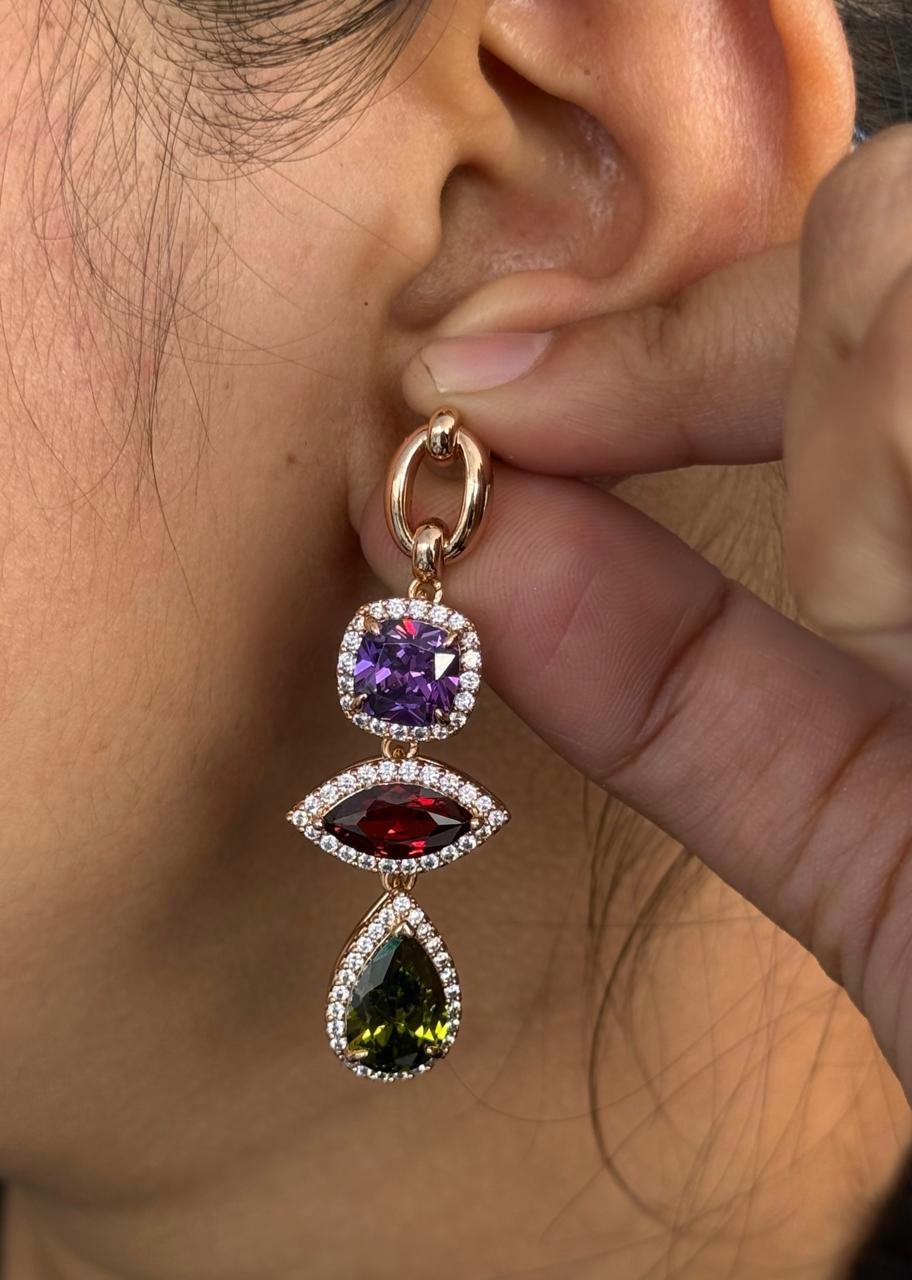 Rose Gold Polish With stone Earring