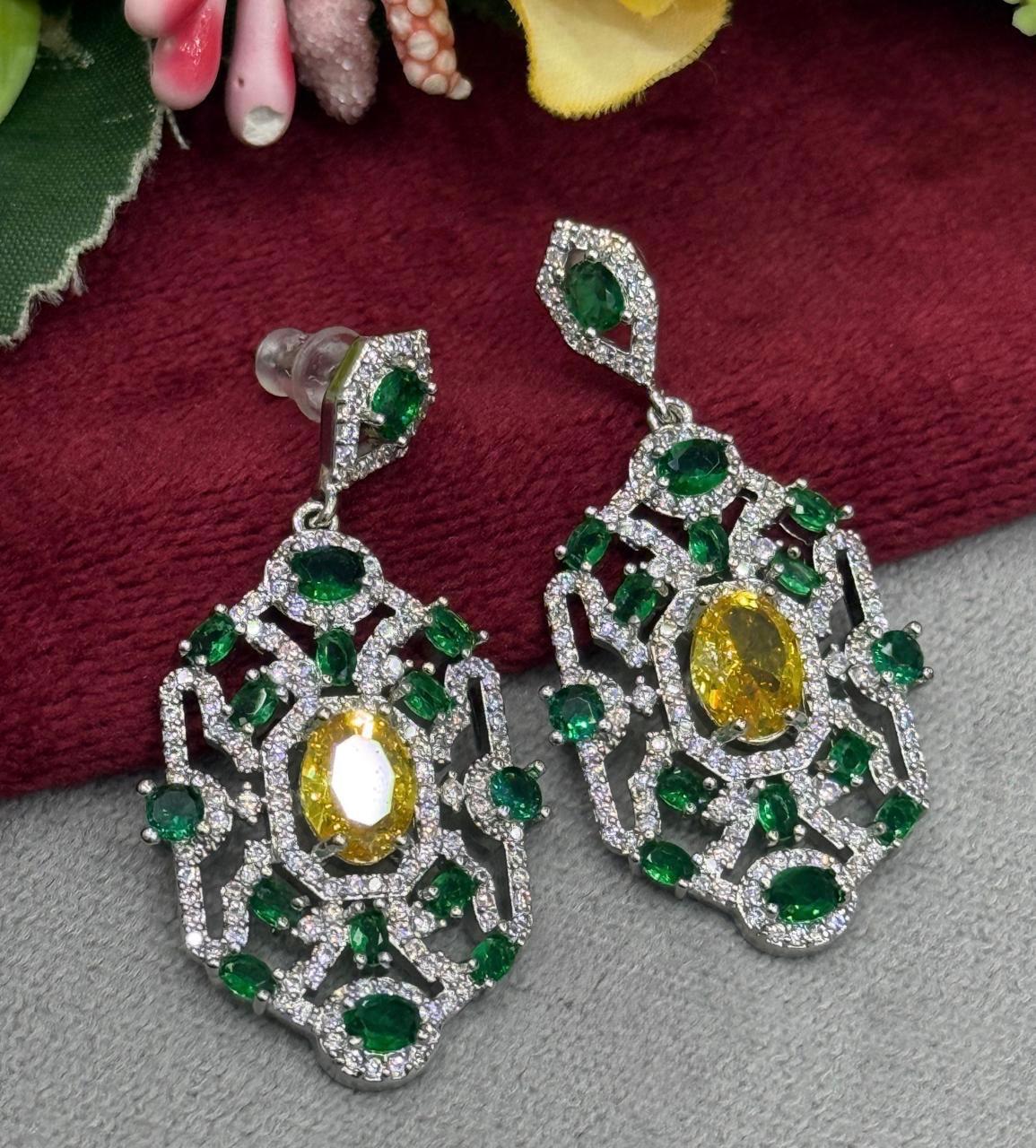 Geometric cz Drop Earring