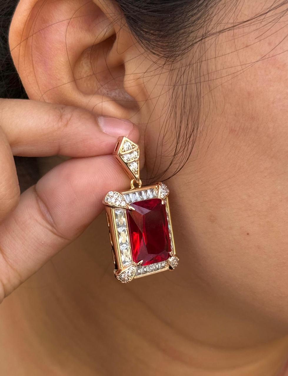 Vintage Red Stone Earrings
