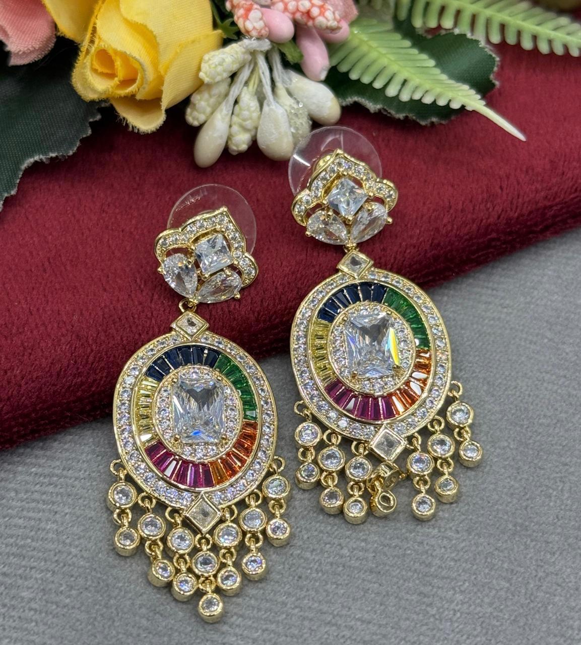 Rainbow cz Drop Earring