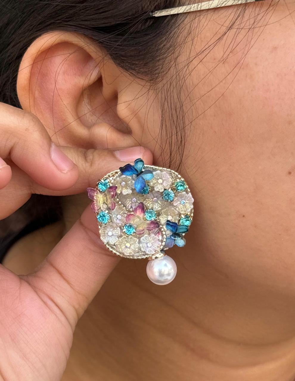 Luxury Butterfly Pearl Studs For Women