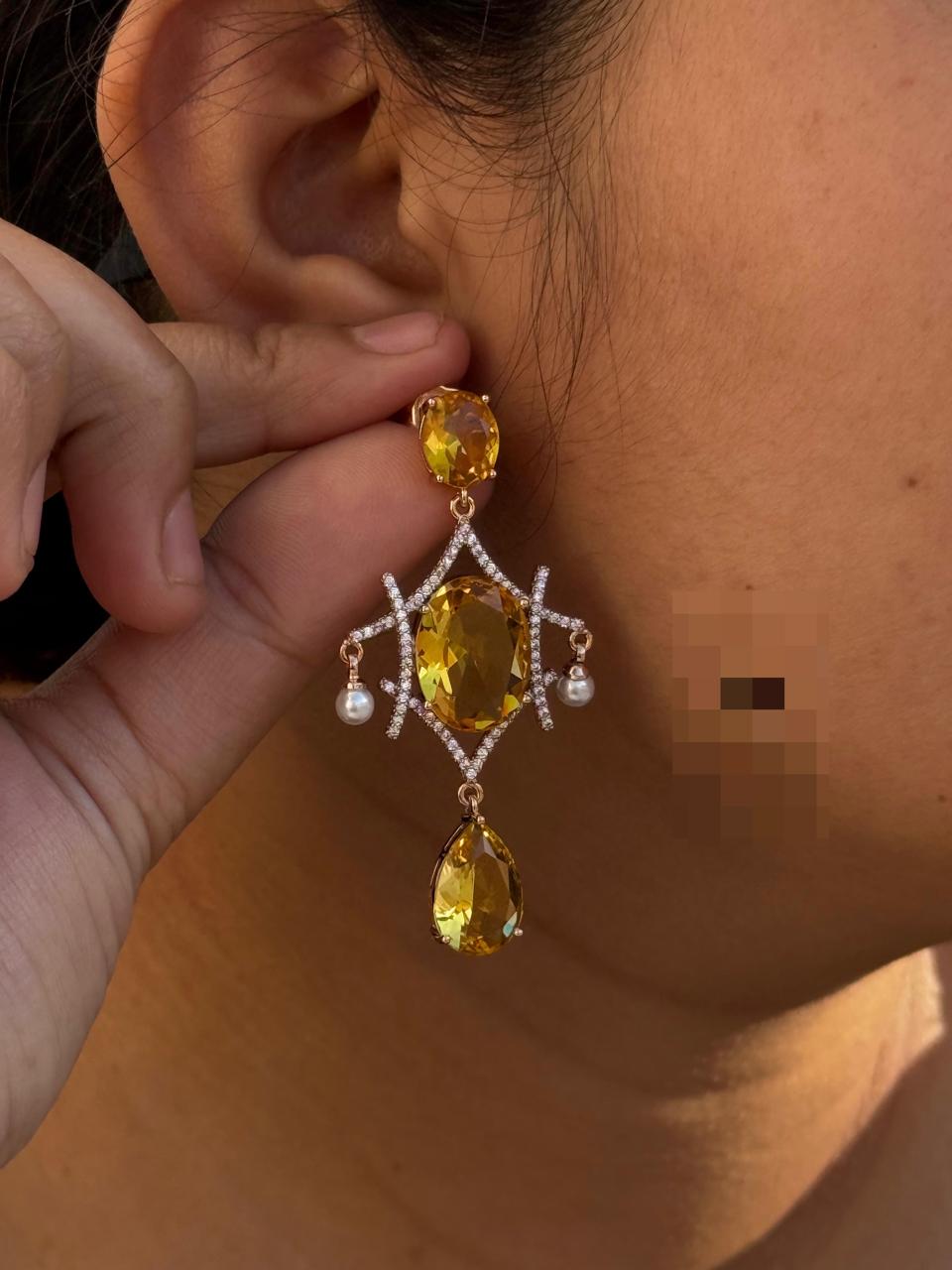 Doublet Stone With cz Earrings