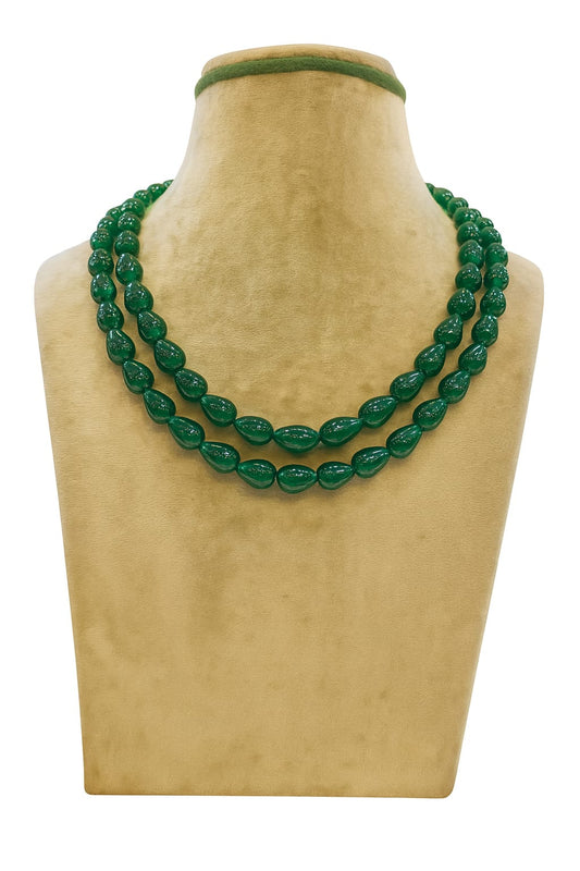 DOUBLE LAYER GREEN JADE MALA FOR WOMEN 7-8mm SIZE
