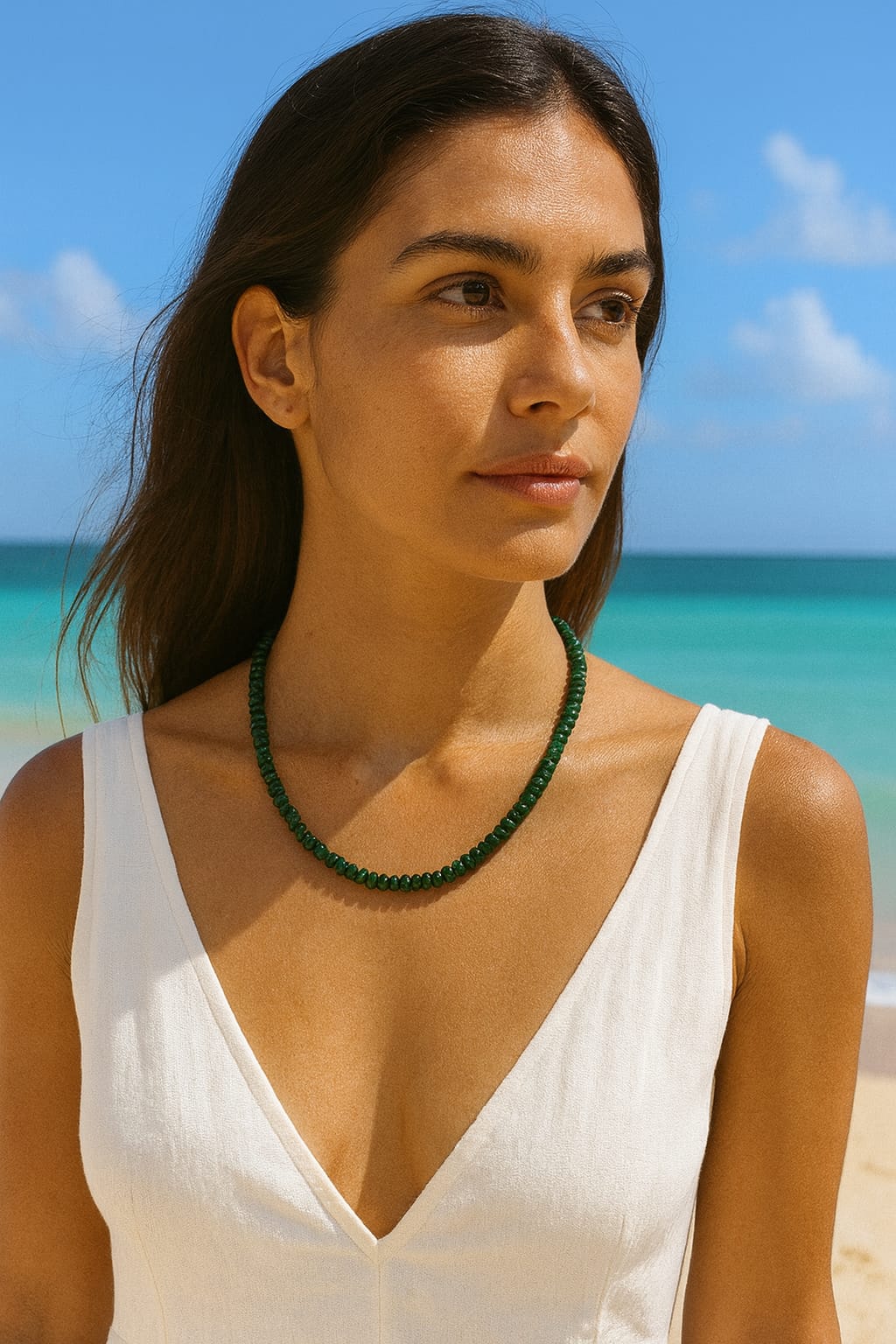 GREEN JADE MALA FOR WOMEN 2-3mm SIZE