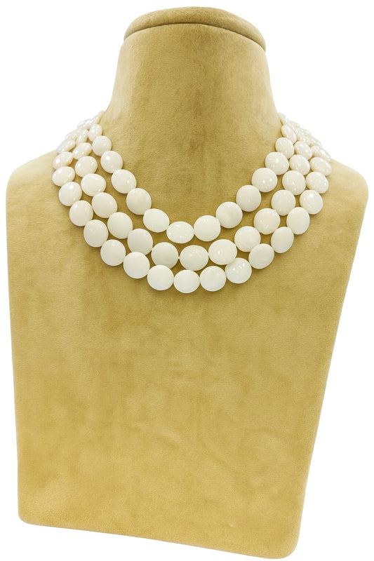 WHITE OPALTHREE ROWS MALA 6-7mm SIZE