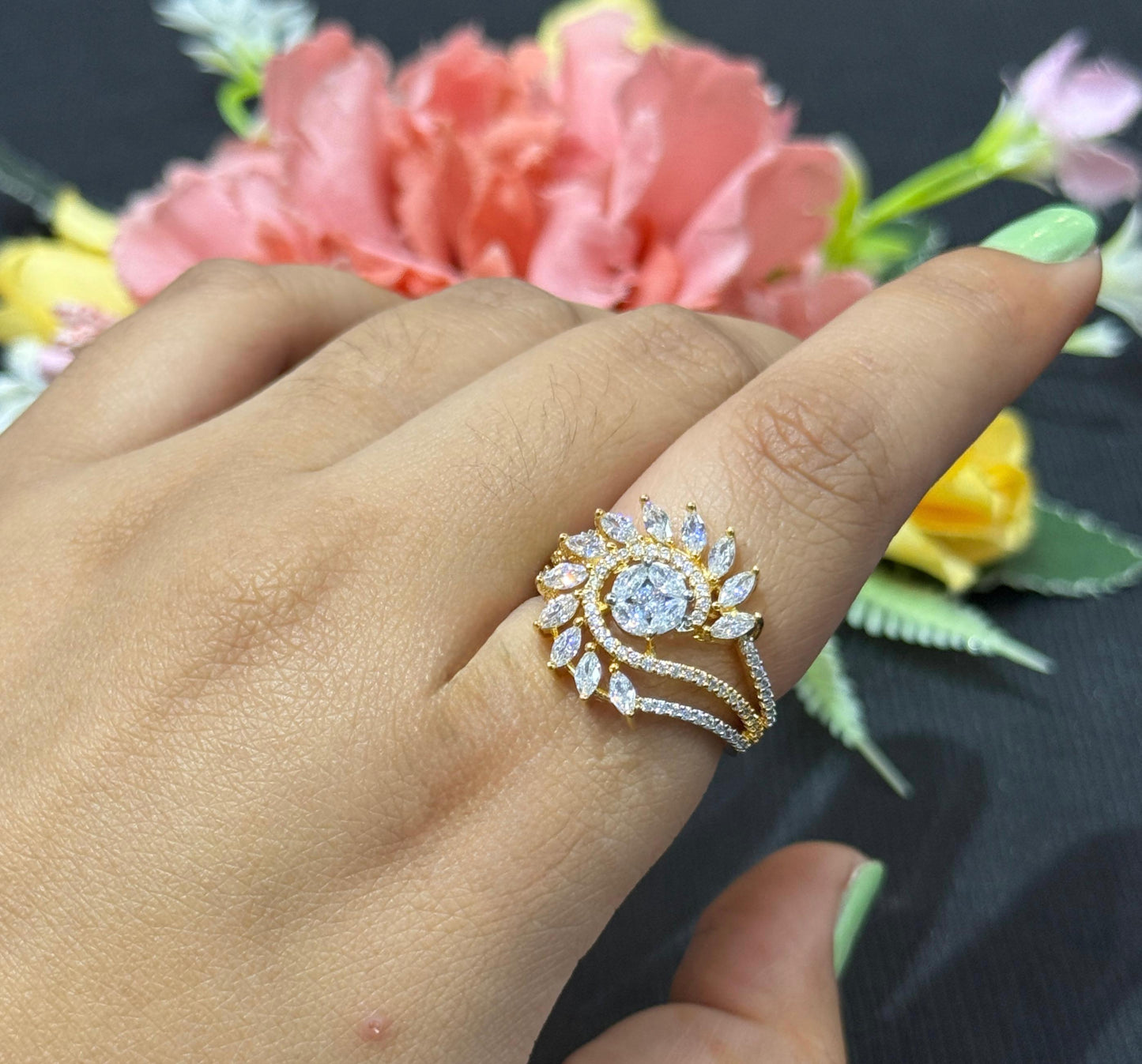 CZ Golden Polish Ring