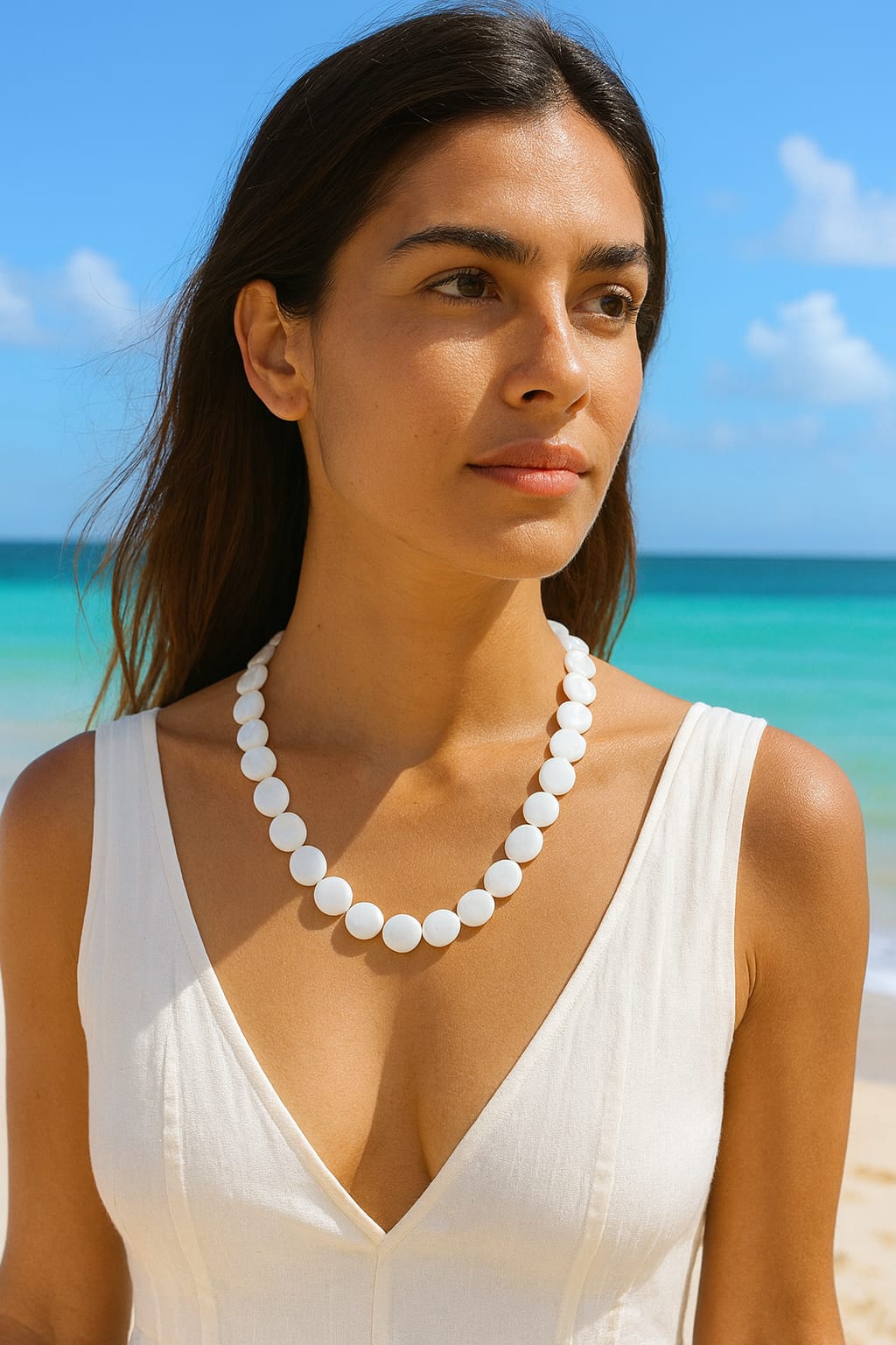 WHITE OPAL SINGAL LAYER MALA 6-7mm SIZE