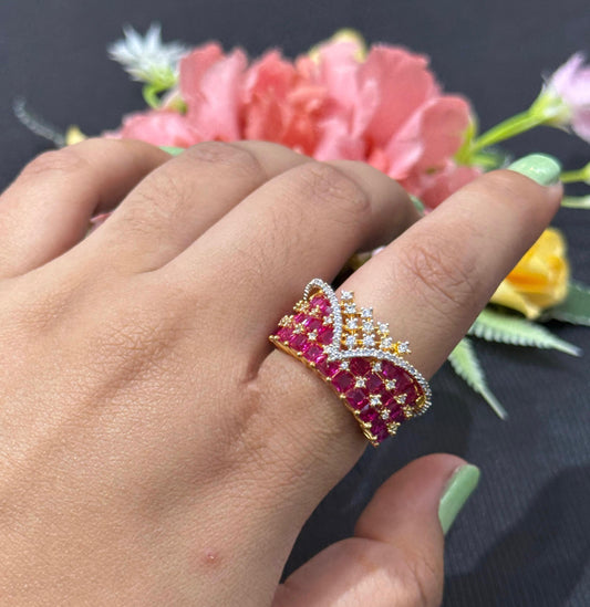 Nano Setting Braod cz Hot Pink Band