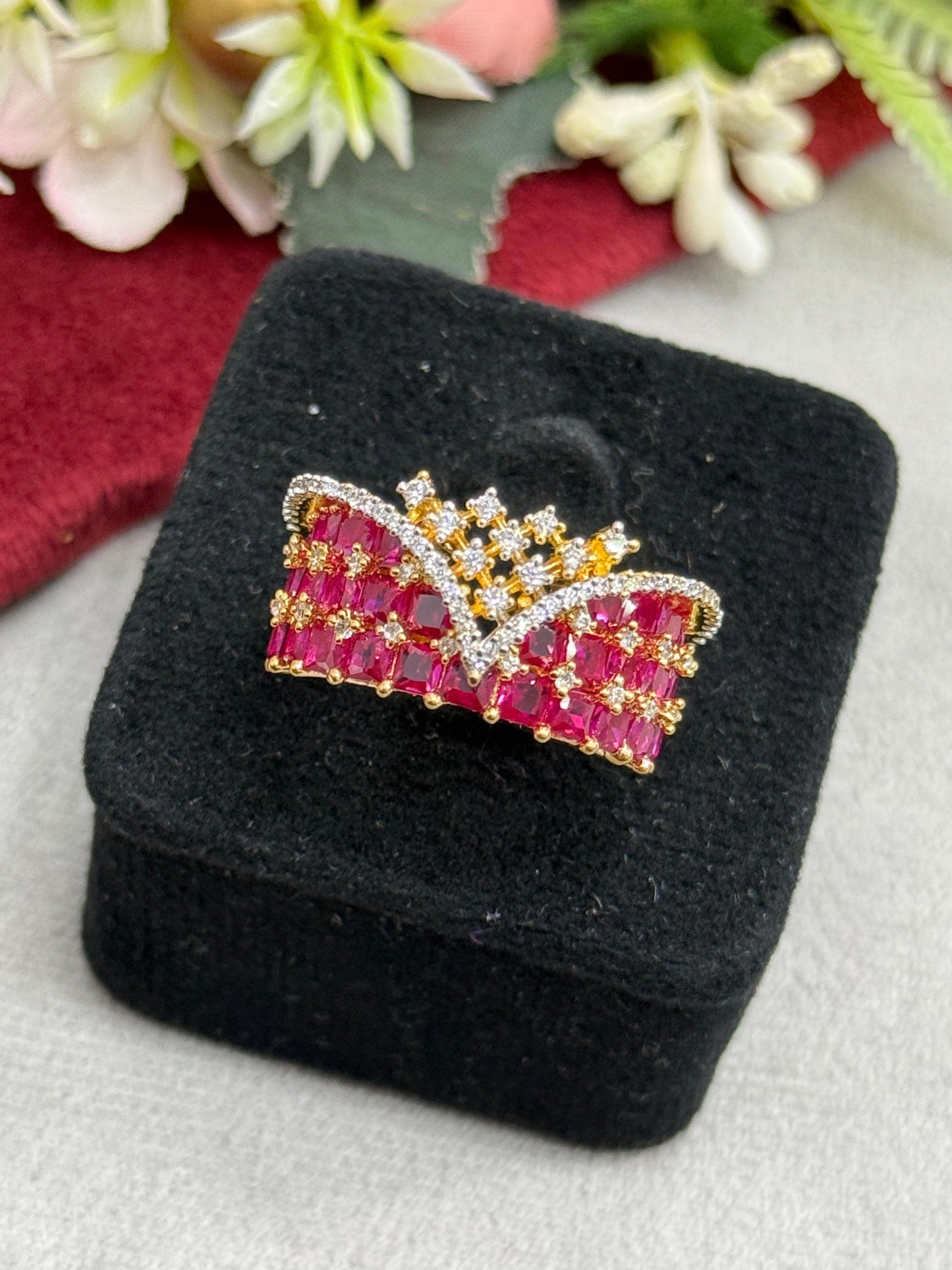 Nano Setting Braod cz Hot Pink Band