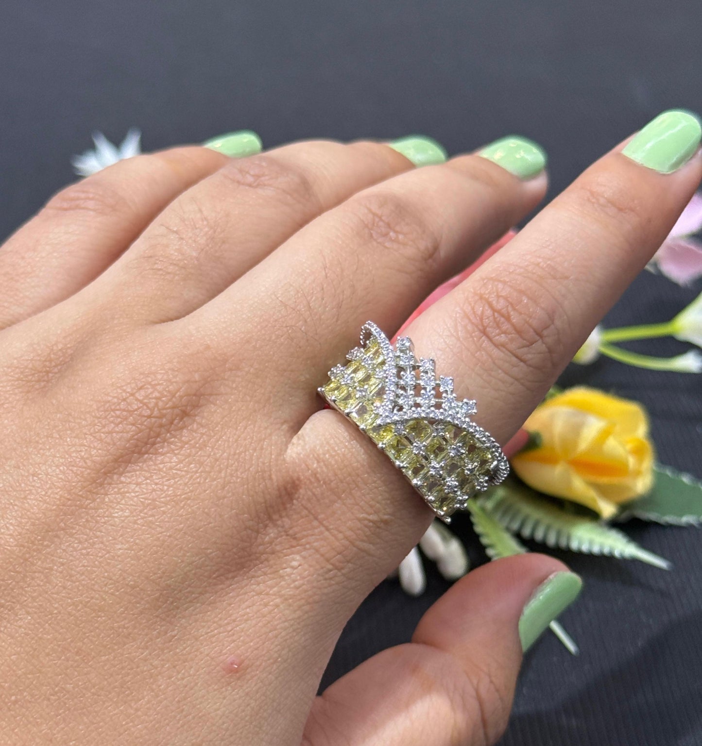 Nano Setting Broad cz Yellow Band