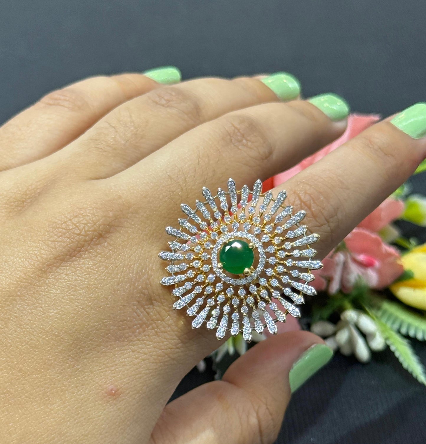 Look Alike Sunflower Wtih Doublet Green Ring