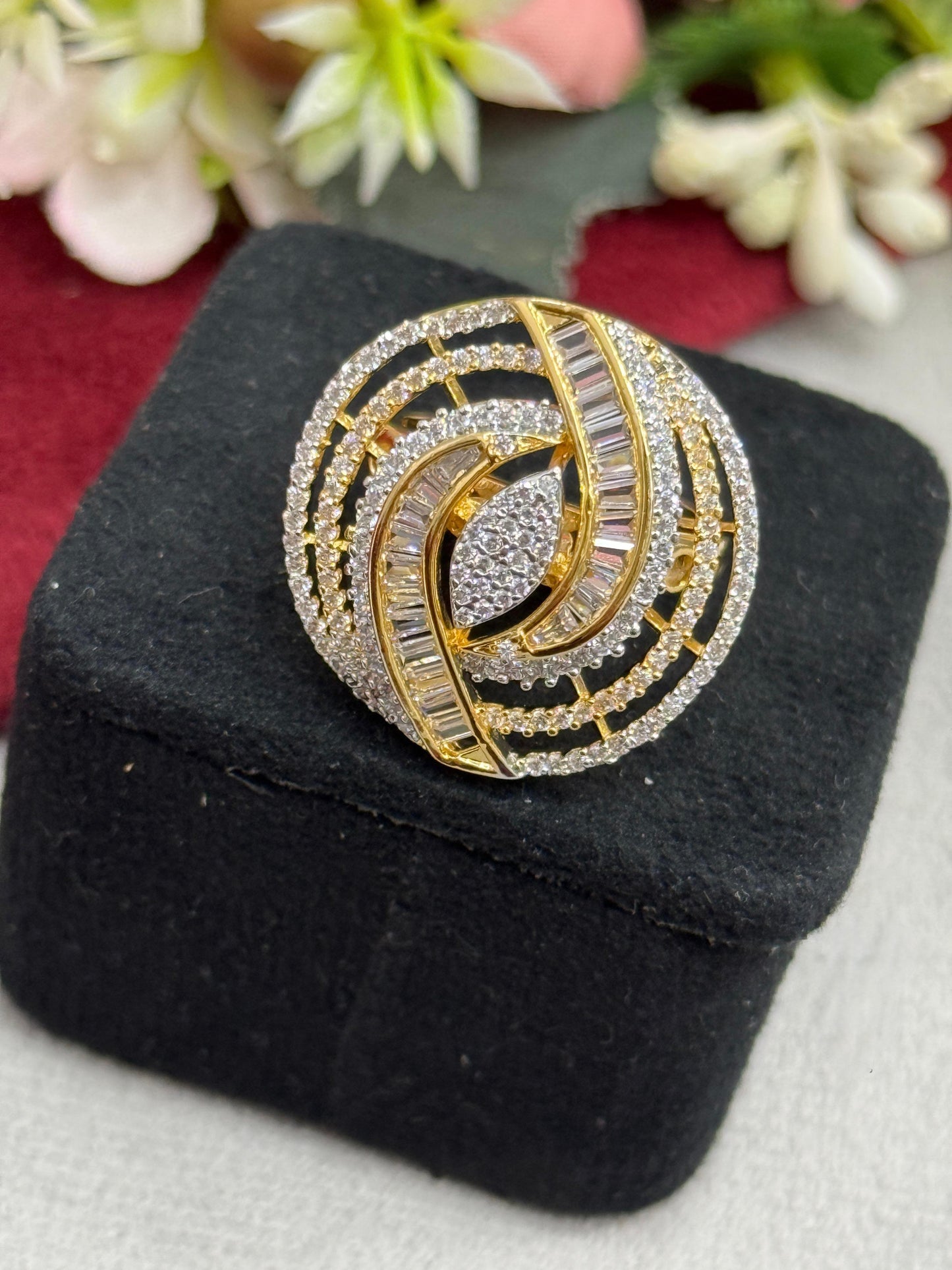 Designer Swirl Pattern Zirconia Ring