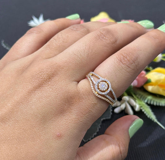 Evil Eye Design Cubic Zirconia Ring Golden Polish