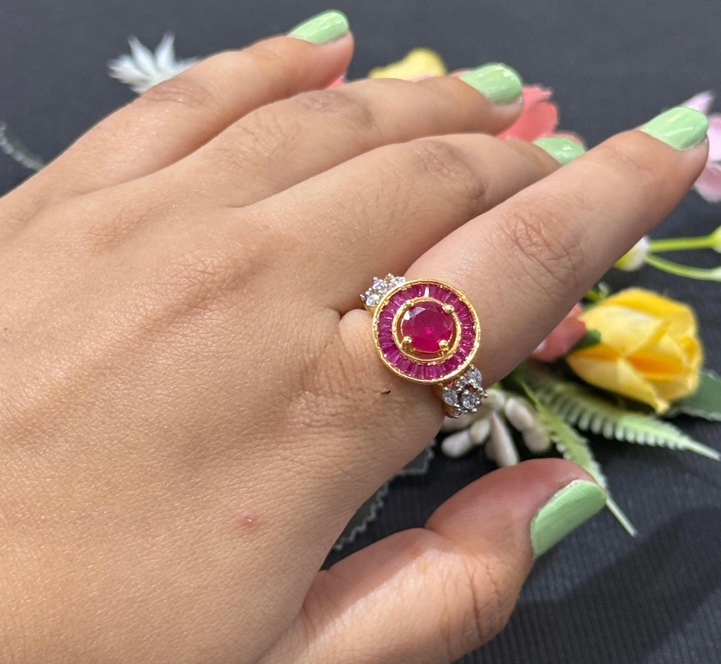 Premium Ruby Red Centre Stone Ring