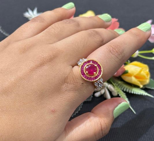 Premium Ruby Red Centre Stone Ring