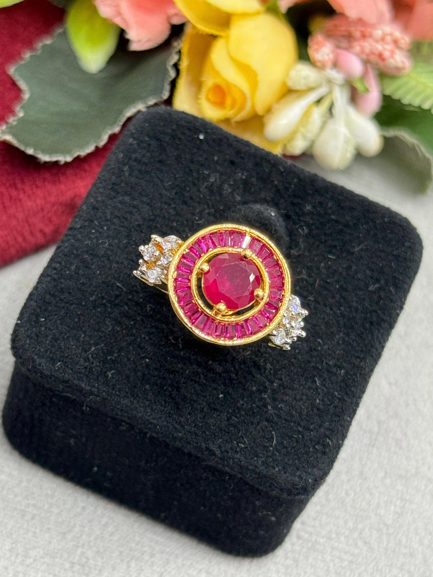 Premium Ruby Red Centre Stone Ring