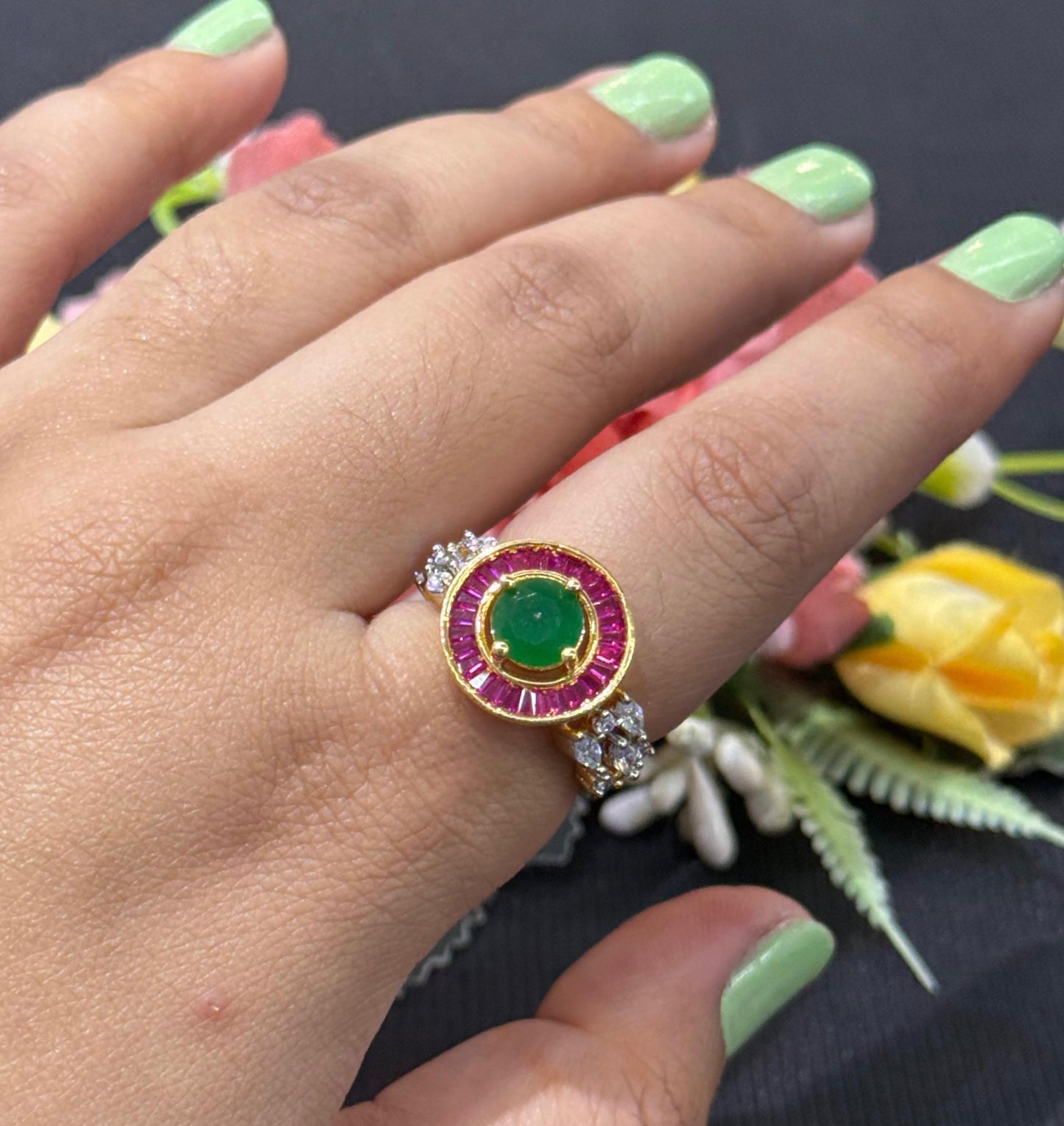 Premium Ruby Red Centre Stone Ring