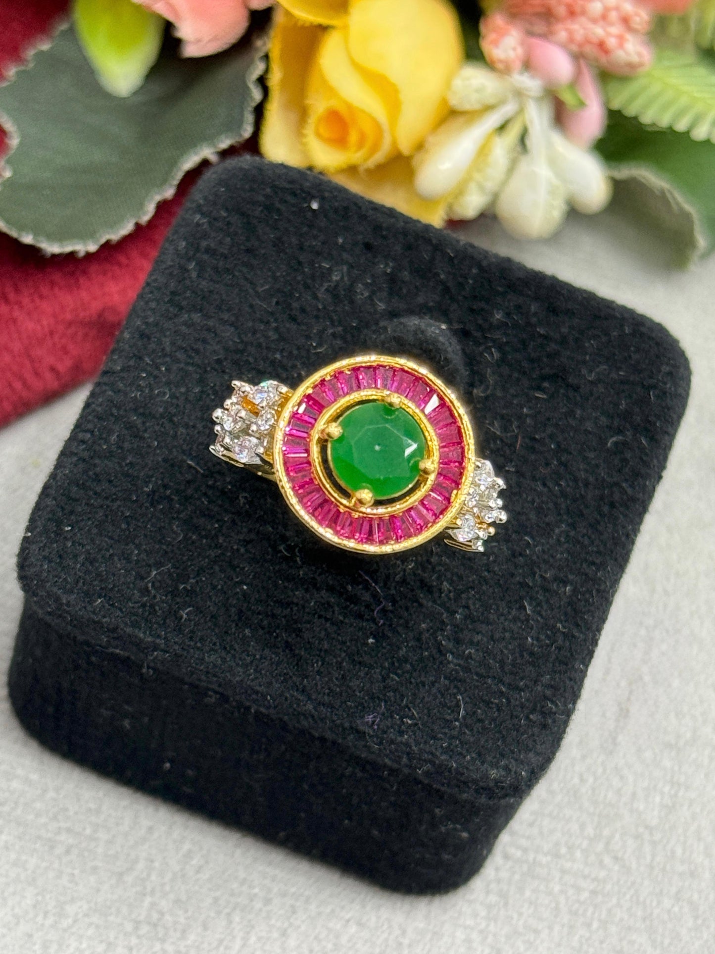 Premium Ruby Red Centre Stone Ring