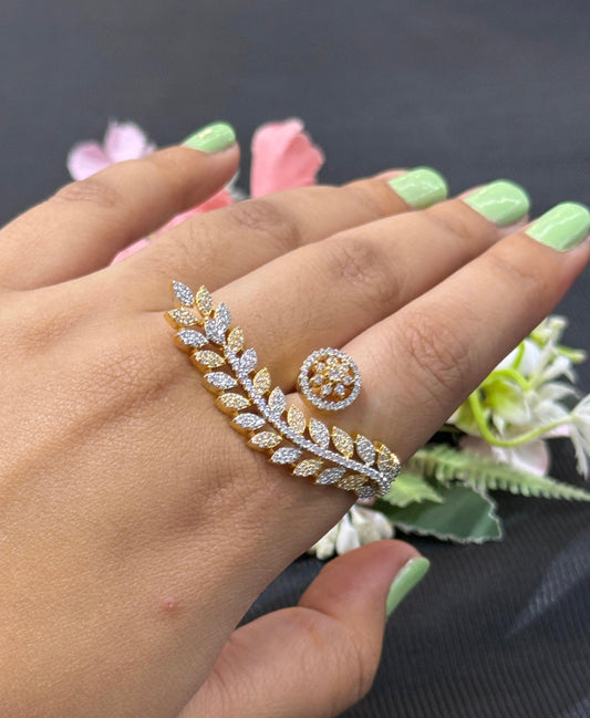 Nature Inspired Leaf Wrap Cocktail Ring
