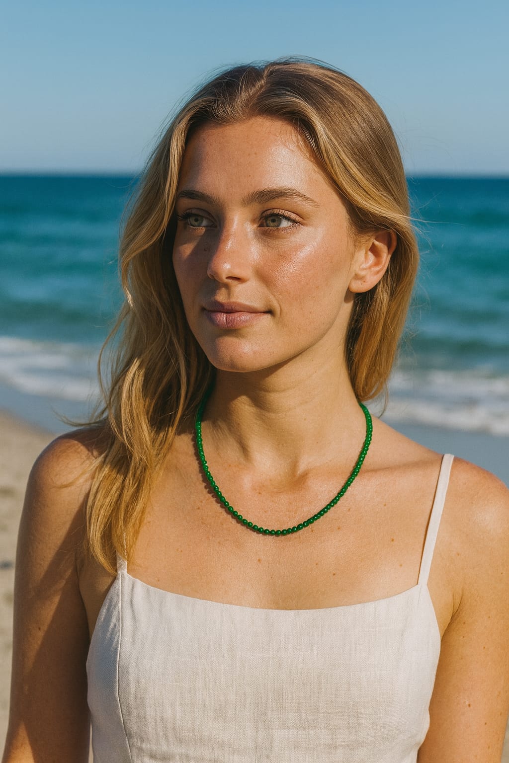 GREEN JADE SINGLE LAYER MALA FOR WOMEN 2-3mm SIZE