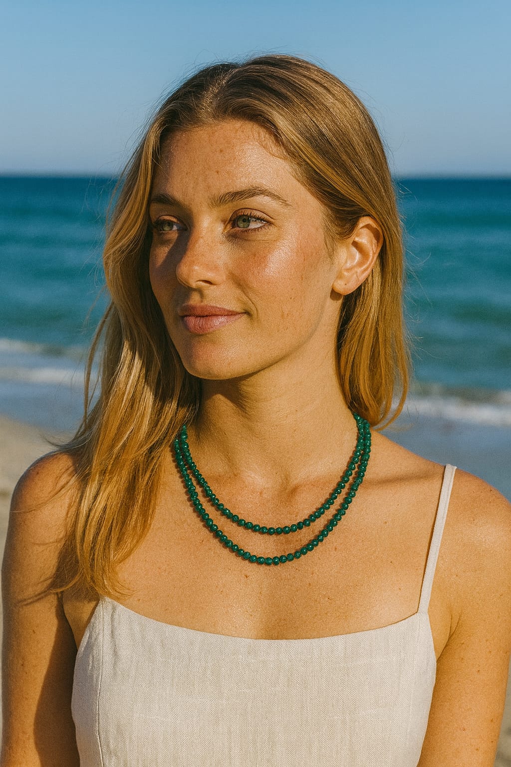 GREEN JADE DOUBLE LAYER MALA FOR WOMEN 2-3mm SIZE