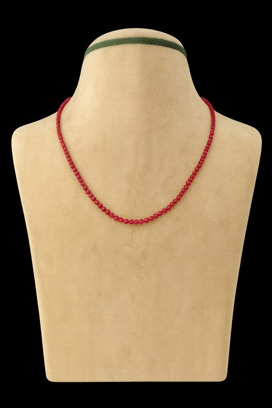RED ONYX PEARLS MALA FOR WOMEN 2-3mm SIZE