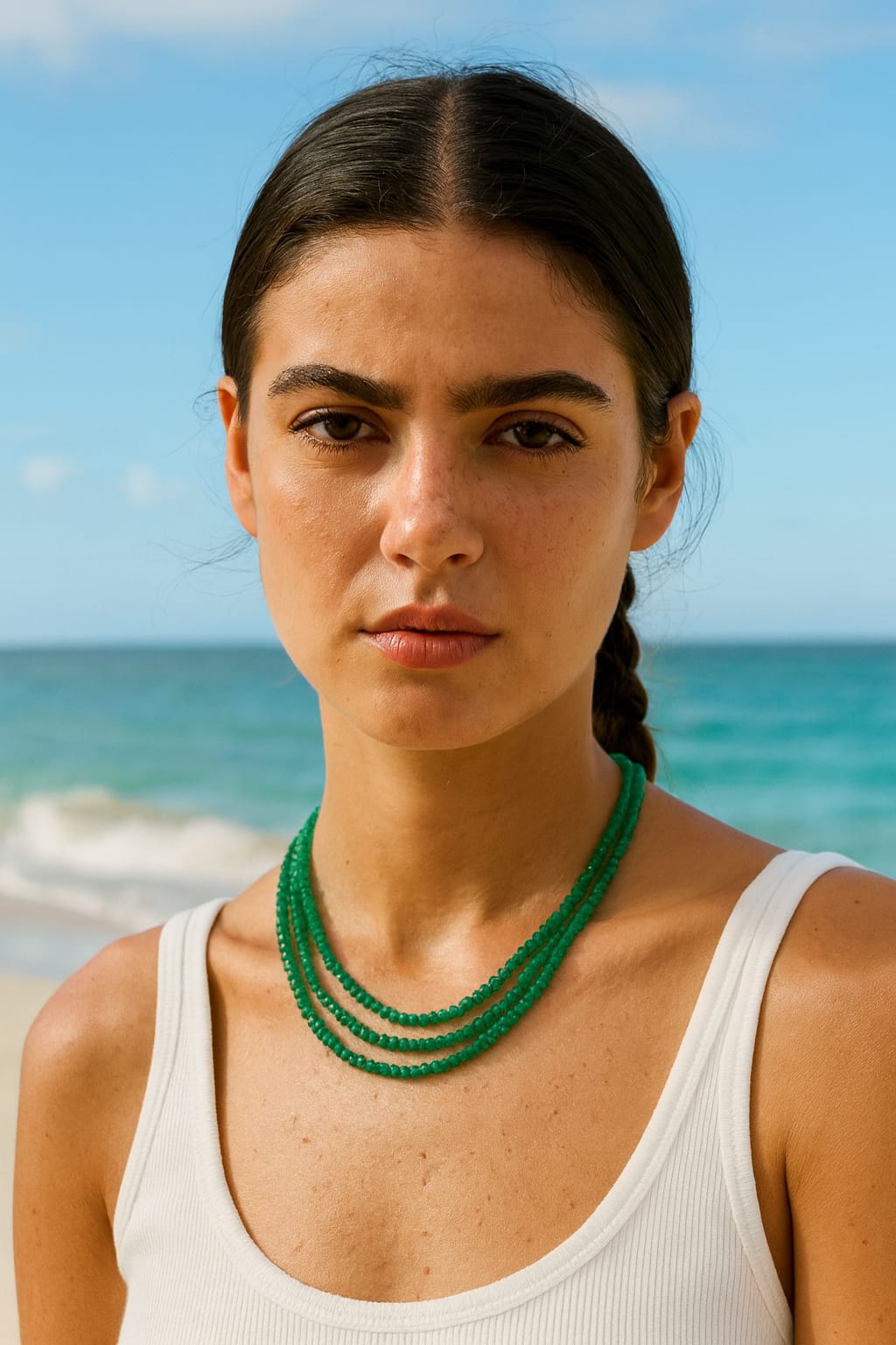 GREEN ONYX THREE LAYER MALA FOR WOMEN 2-3mm SIZE