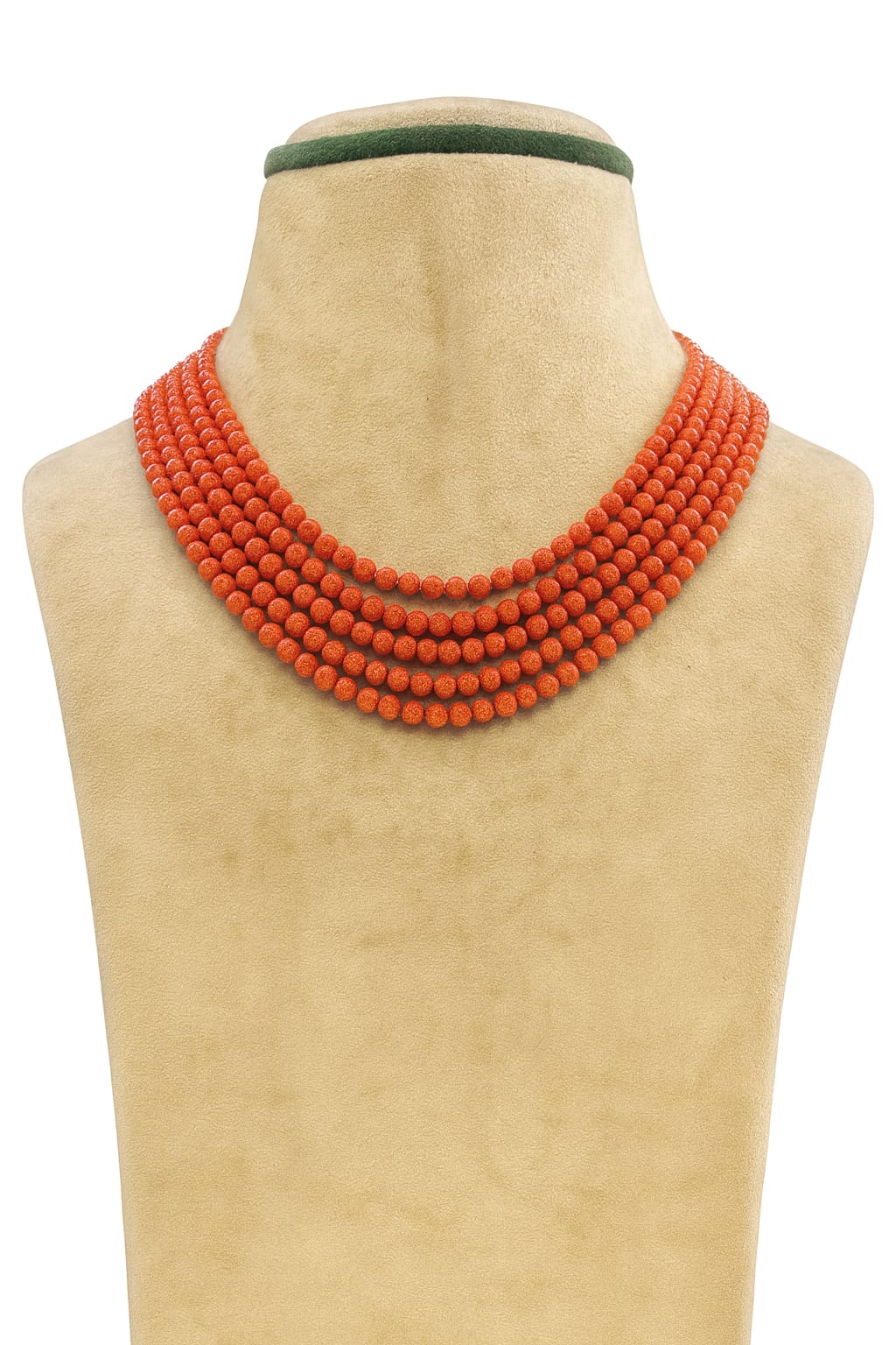 ORANGE CORALS BEADS FIVE LAYER MALA FOR WOMEN 2-3mm SIZE