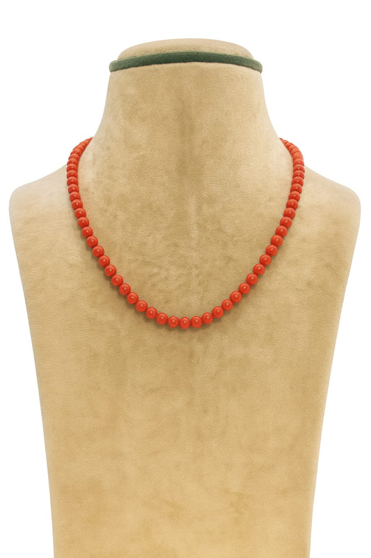 ORANGE CORALS BEADS SINGLE LAYER MALA FOR WOMEN 4-5mm SIZE
