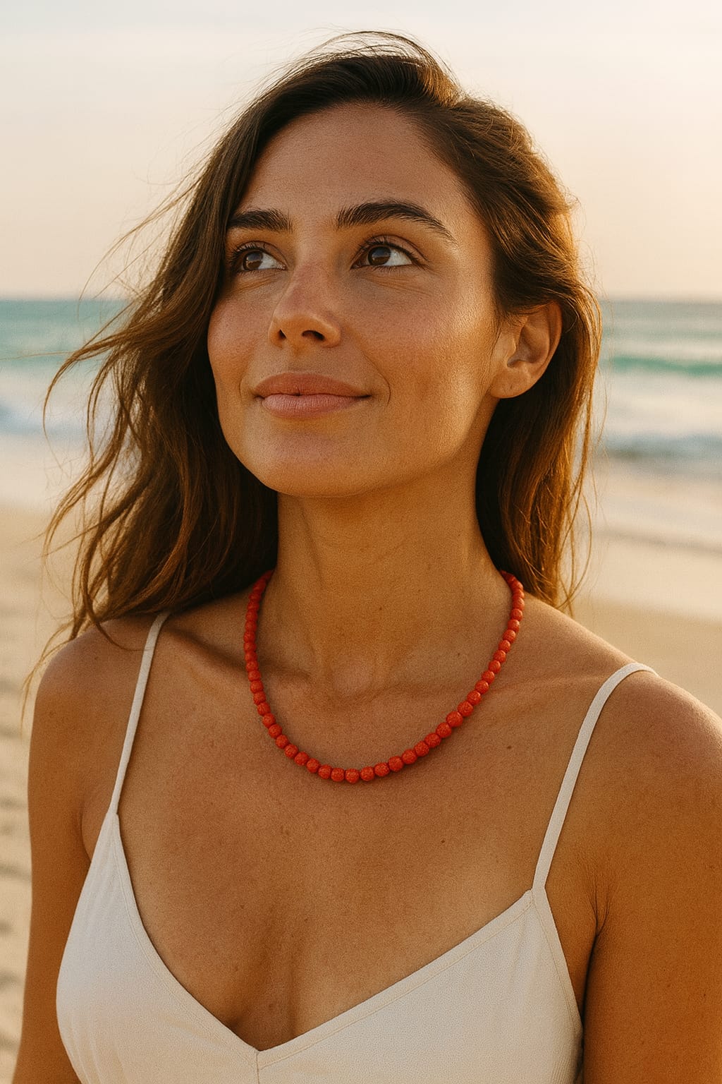 ORANGE CORALS BEADS SINGLE LAYER MALA FOR WOMEN 4-5mm SIZE