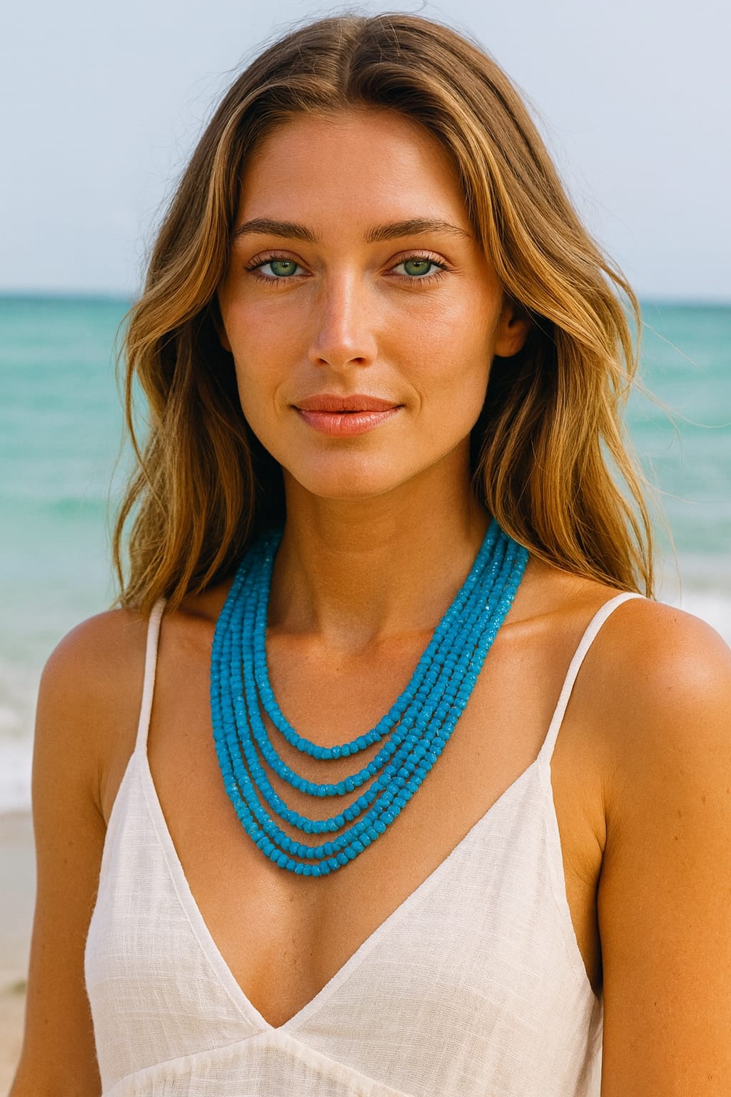 Antique Blue Five Layered Beaded Mala For Women and Girl