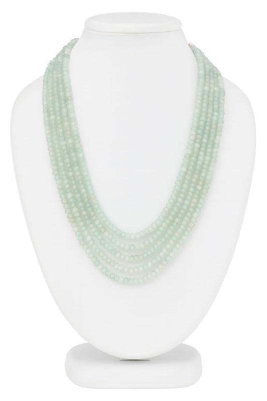 Antique Mint Green Five Layered Beaded Mala For Women and Girl