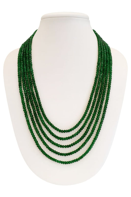 Antique Emerald Green Five Layered Beaded Mala For Women and Girl