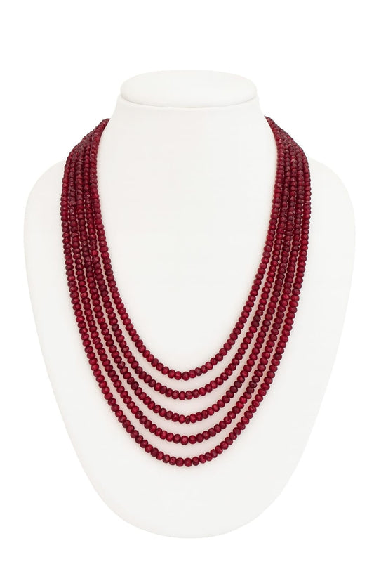 Antique Maroon Five Layered Beaded Mala For Women and Girl