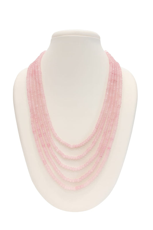Antique Mint Pink Five Layered Beaded Mala For Women and Girl