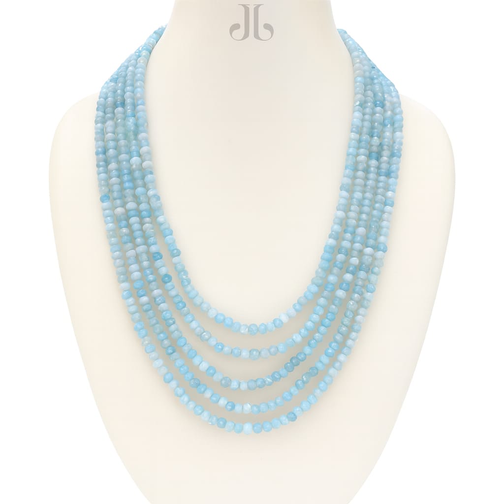 Antique Sky Blue Five Layered Beaded Mala For Women and Girl