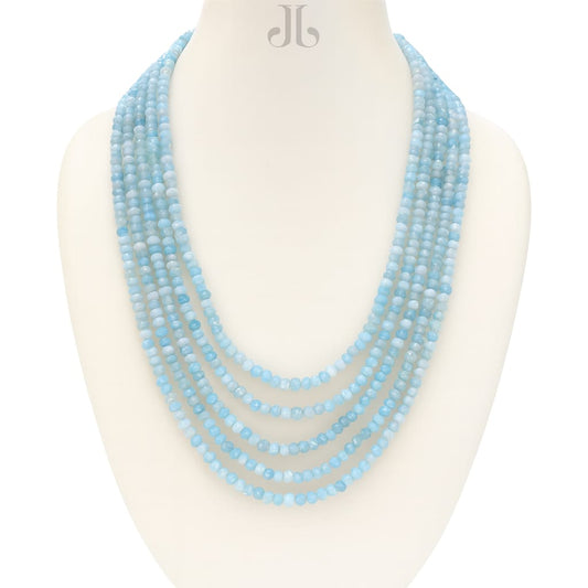 Antique Sky Blue Five Layered Beaded Mala For Women and Girl