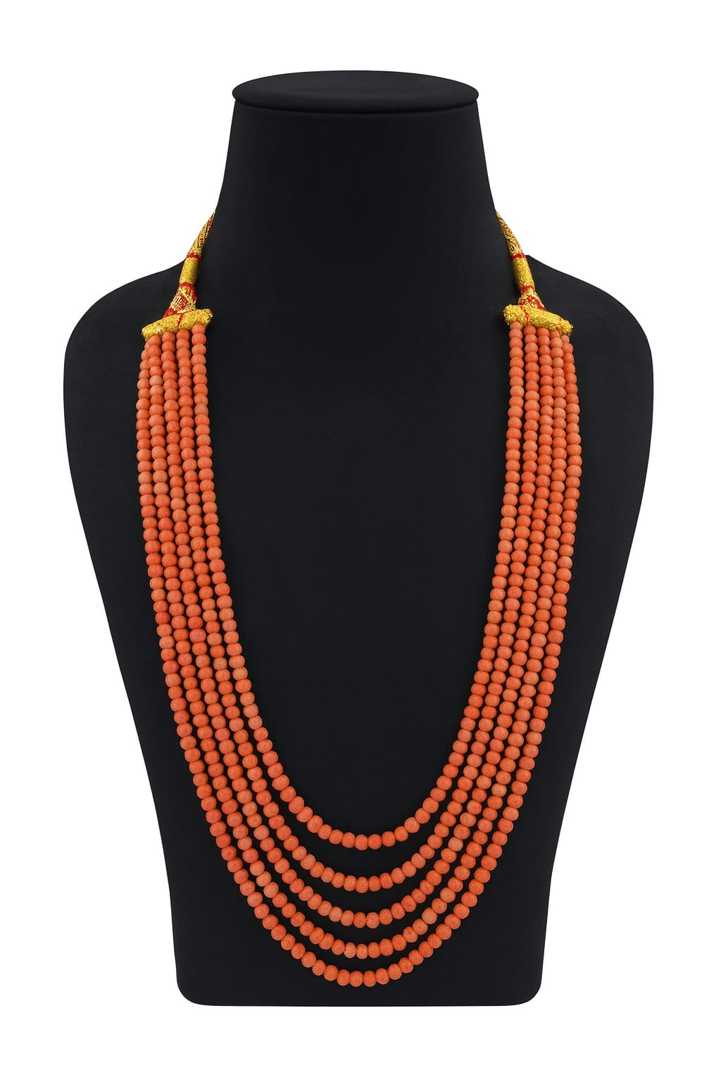 Antique orange Five Layered Onyx Beaded Mala For Women and Girl