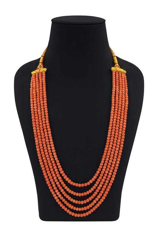 Antique orange Five Layered Onyx Beaded Mala For Women and Girl