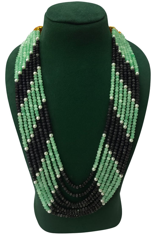 Unique Seven Layered Oynx Beaded Mala Green and black mala for women