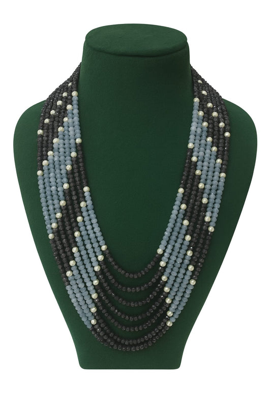 Unique Seven Layered Oynx Beaded Mala Gray and black mala for women