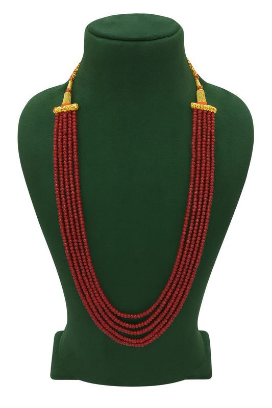 Antique Five Layered Red Oynx Beaded Mala for women