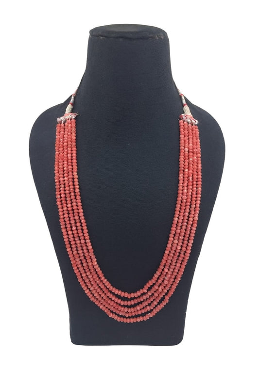 Antique Peach Oynx Beaded Five Layered Mala for women