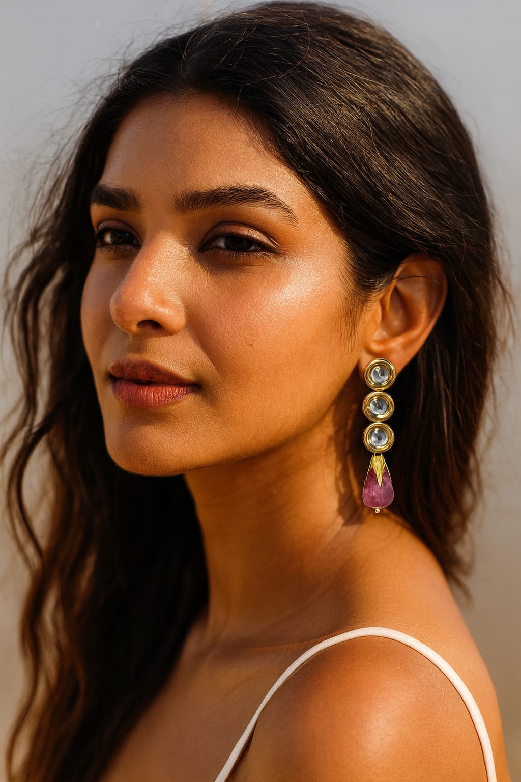 Meenakari Kundan With Tumble in Purple Earrings for women