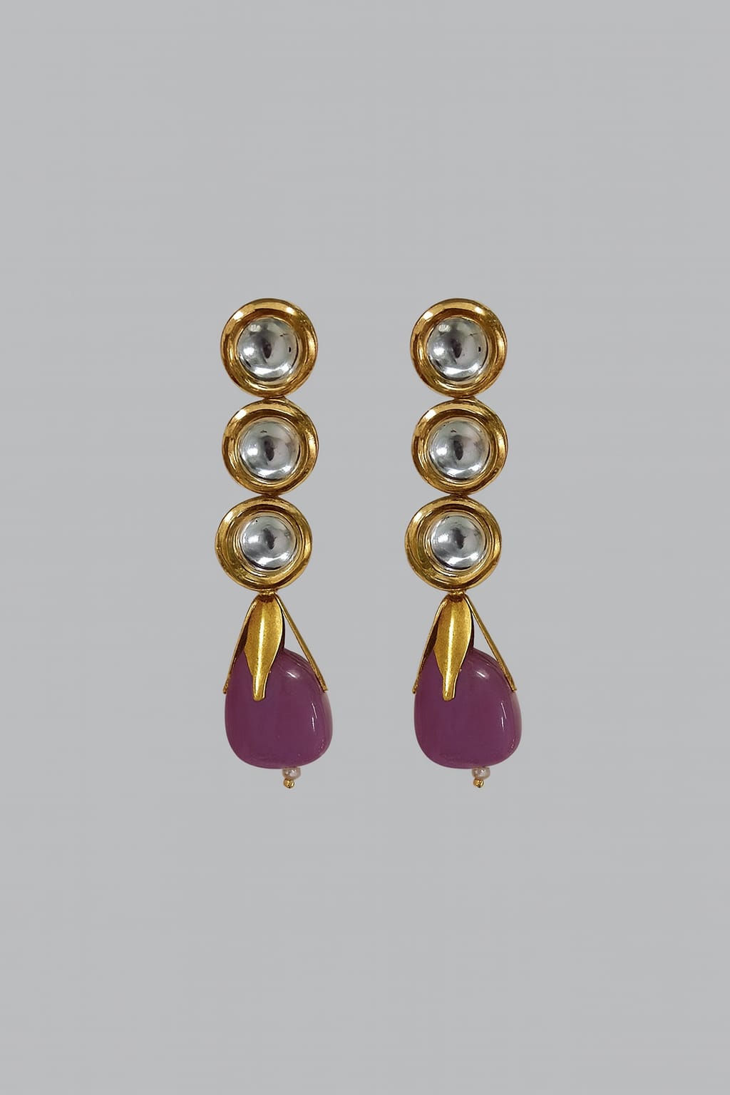 Meenakari Kundan With Tumble in Purple Earrings for women