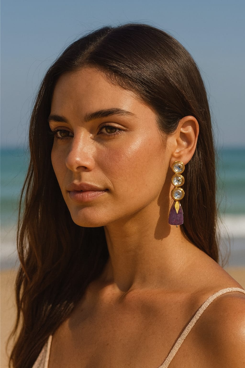 Meenakari Kundan With Tumble in Royal Blue Earrings for women