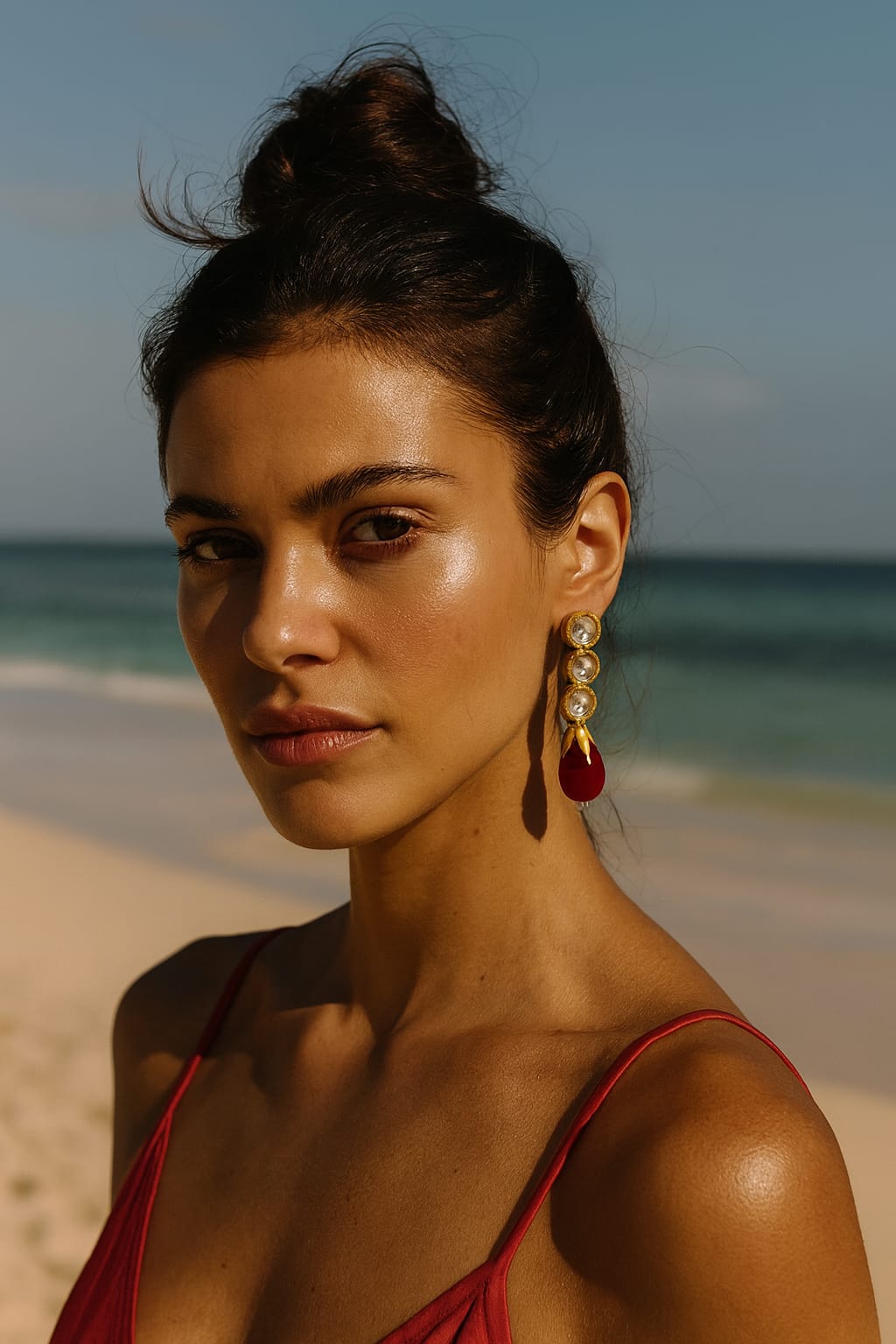 Meenakari Kundan With Tumble in Ruby Earrings for women