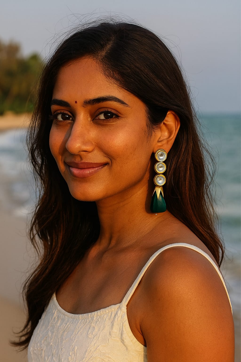 Meenakari Kundan With Tumble in Emerald Green Earrings for women